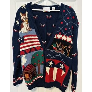 VTG 90's Arlando Heavy Knit Sweater Women's X-Large Handmade Artwork P1010